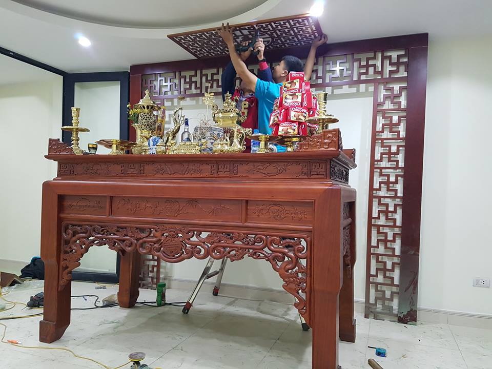 Hoàn thiện phòng thờ cho nhà anh Lưu tại Long Biên, Hà Nội