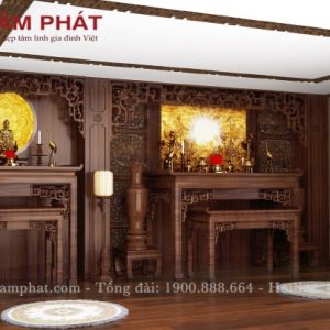 Phòng thờ gia tiền kết hợp bàn thờ Phật