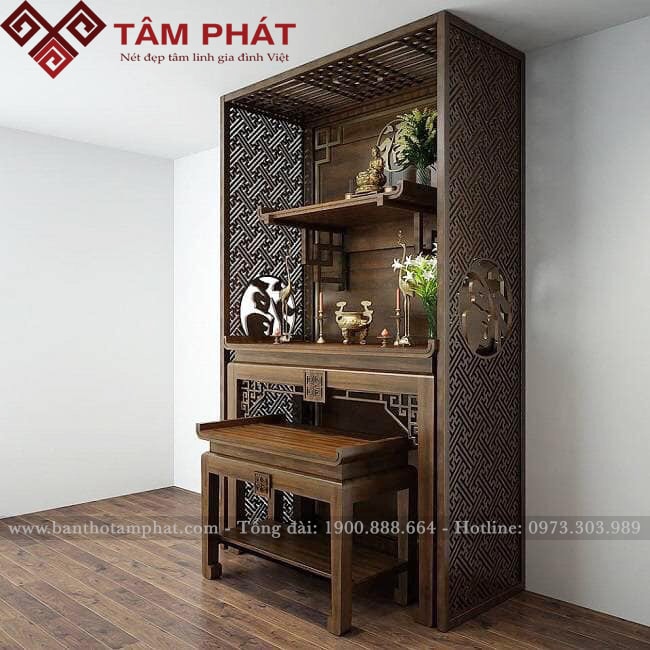 Bàn thờ Gia tiên kết hợp bàn thờ Phật treo tường mẫu BT085